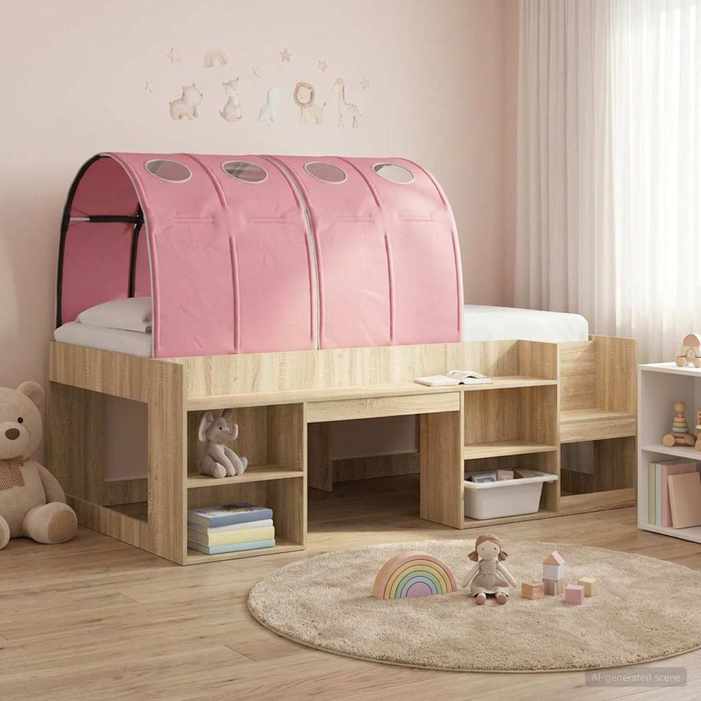 vidaXL Tunel do łóżka 2 pcs różowy 211 x 67.5 x 2 cm Poliester