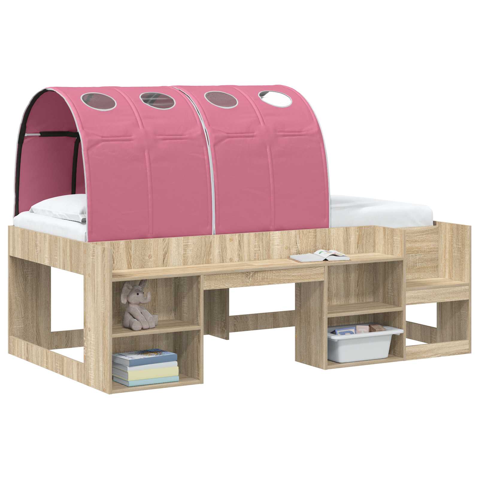 vidaXL Tunel do łóżka 2 pcs różowy 211 x 67.5 x 2 cm Poliester