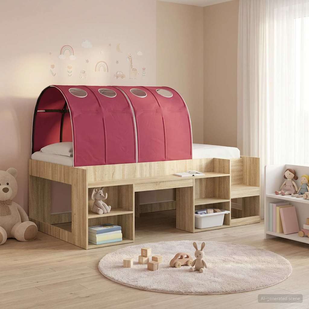 vidaXL Tunel do łóżka 2 pcs czerwony 211 x 67.5 x 2 cm Poliester