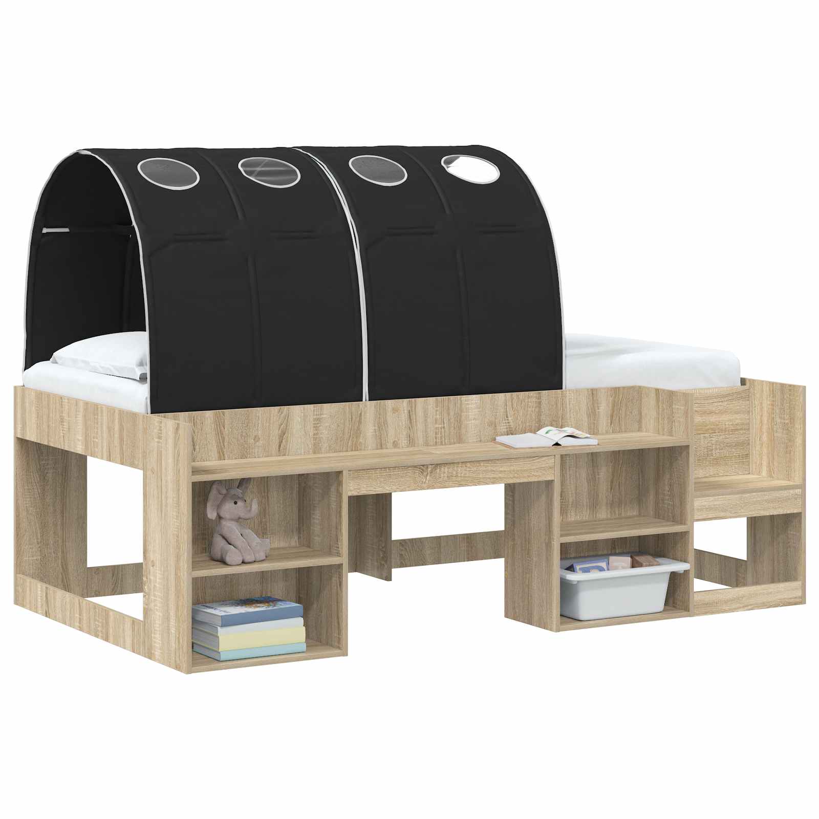 vidaXL Tunel do łóżka 2 pcs Czarny 211 x 67.5 x 2 cm Poliester