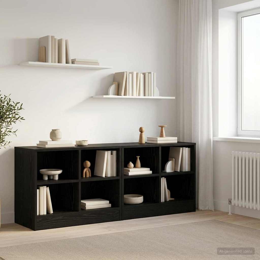 vidaXL Szafka pod łóżko z półką 2 szt. Czarny dąb 66 x 33 x 48 cm