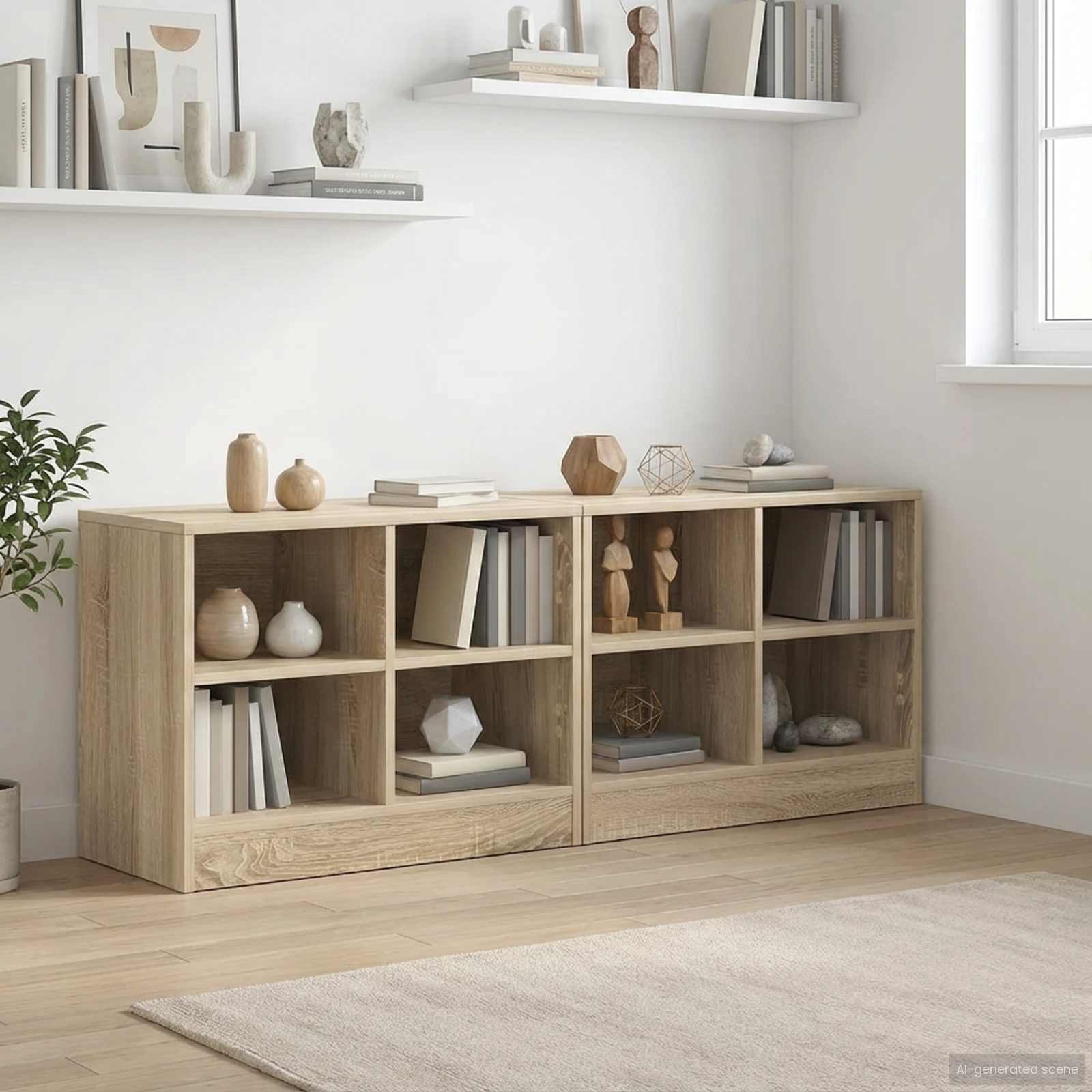 vidaXL Szafka pod łóżko z półką 2 pcs dąb Sonoma 66 x 33 x 48 cm