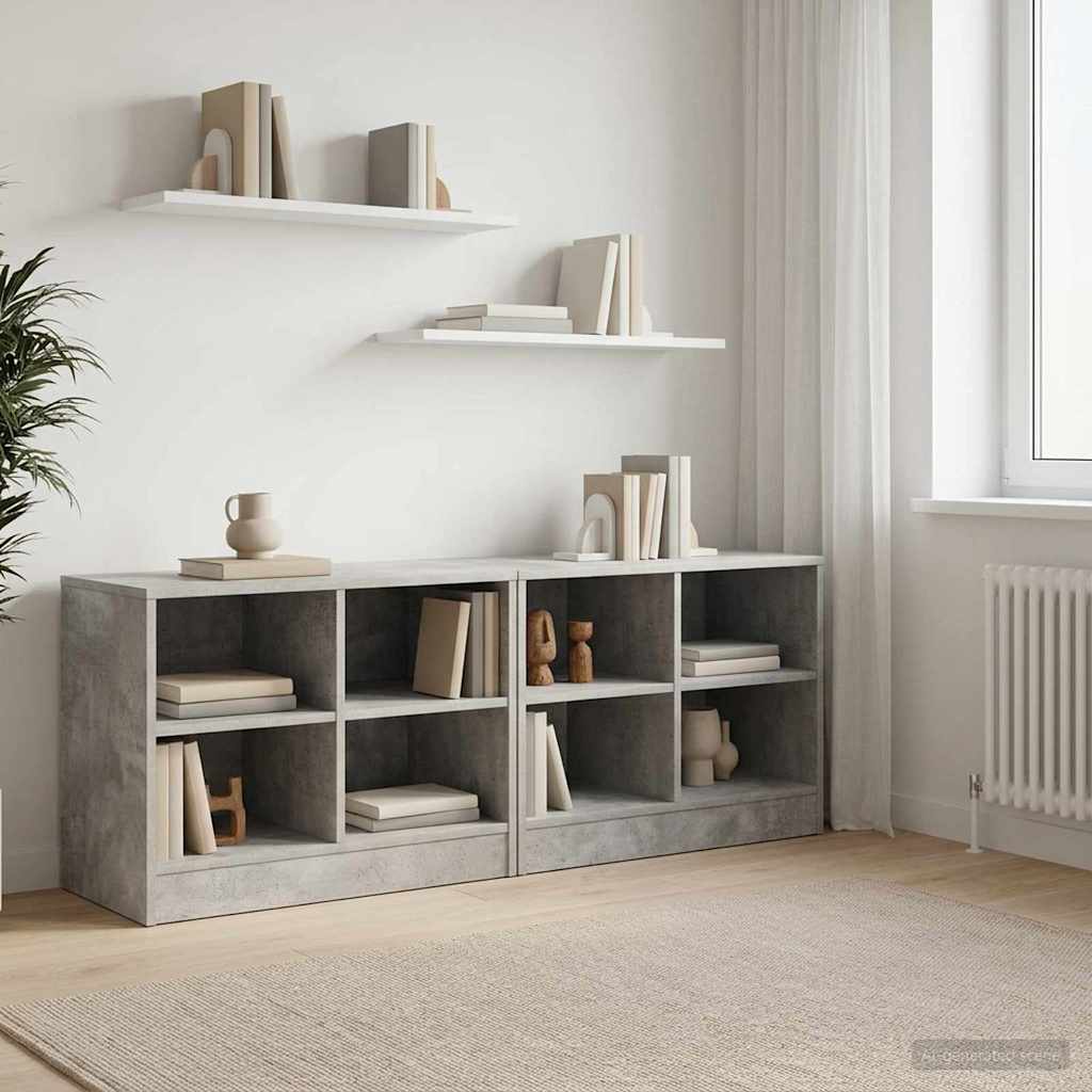 vidaXL Szafka pod łóżko z półką 2 pcs Betonowy szary 66 x 33 x 48 cm