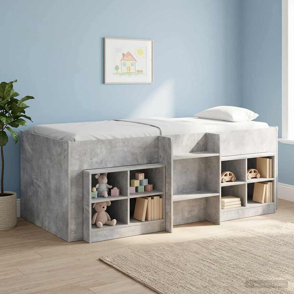 vidaXL Szafka pod łóżko z półką 2 pcs Betonowy szary 66 x 33 x 48 cm