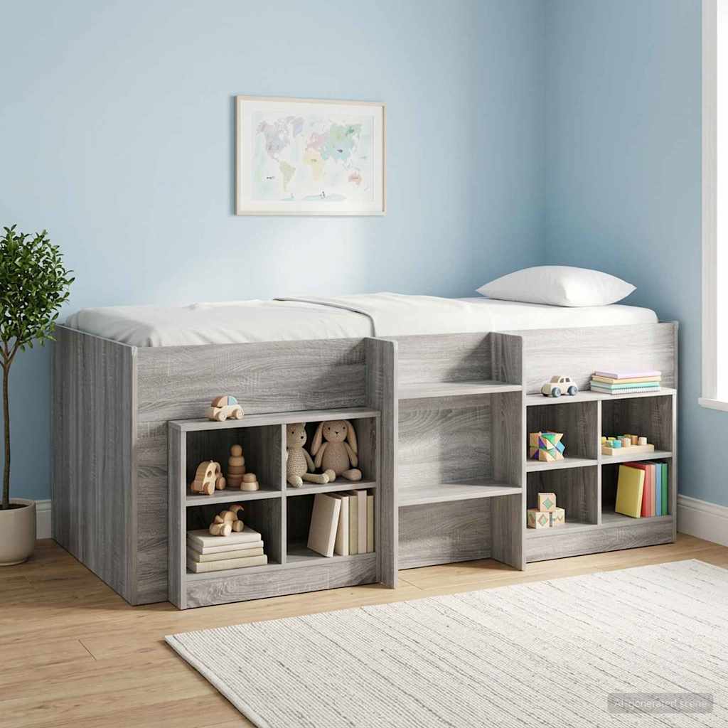 vidaXL Szafka pod łóżko z półką 2 pcs Szary Sonoma 66 x 33 x 48 cm