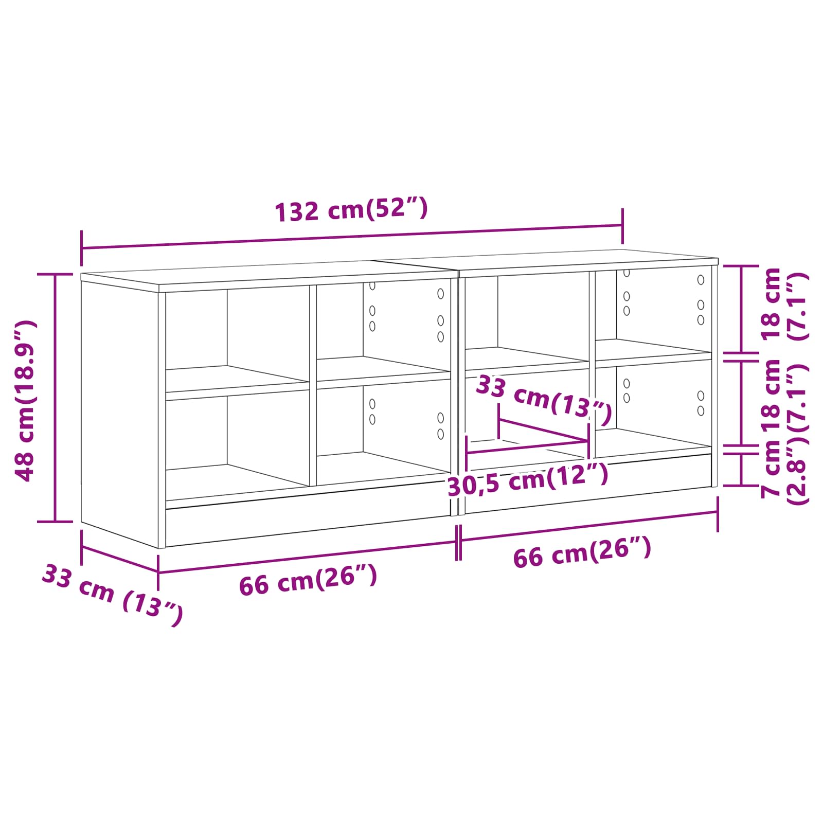 vidaXL Szafka pod łóżko z półką 2 pcs Szary Sonoma 66 x 33 x 48 cm