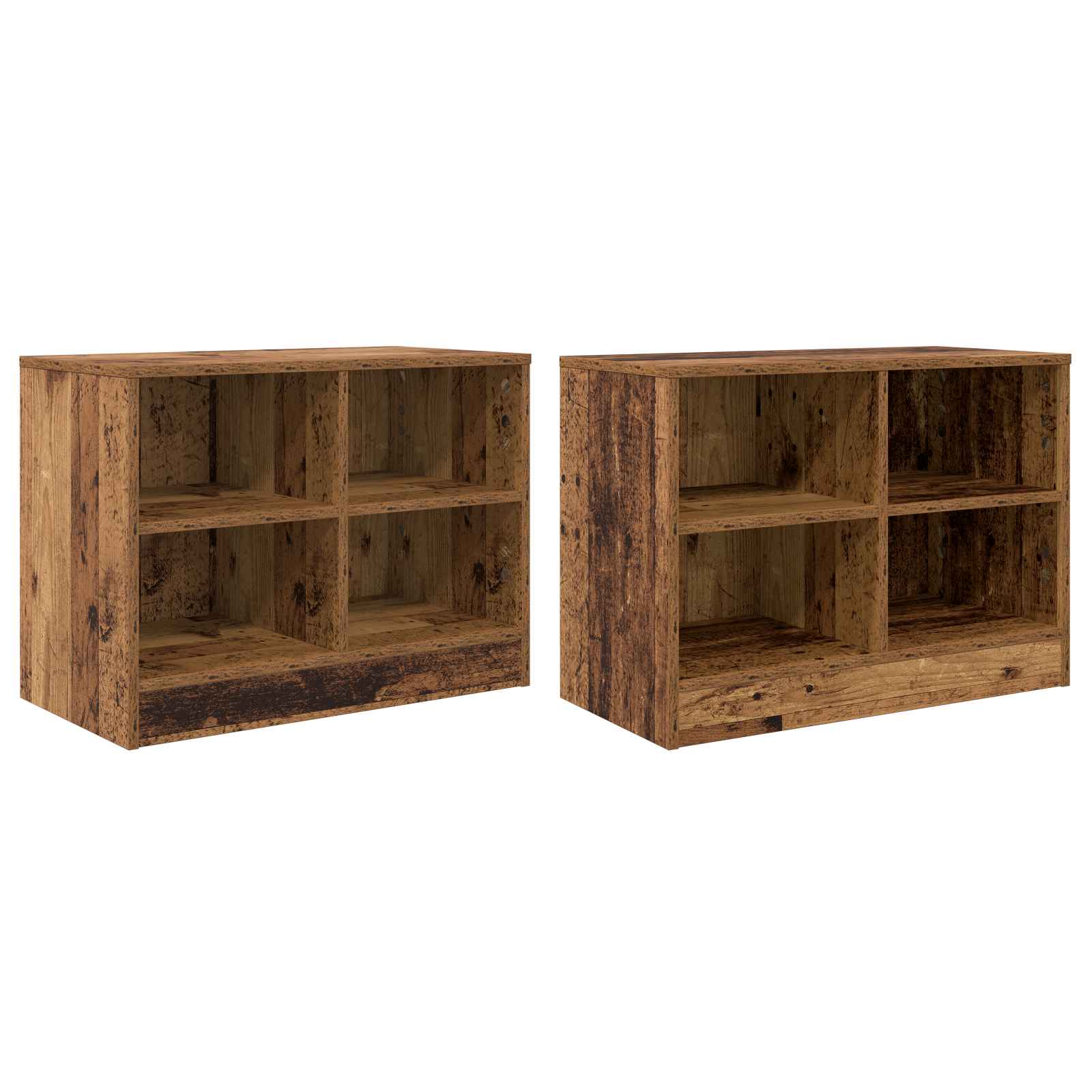 vidaXL Szafka pod łóżko z półką 2 pcs Stare drewno 66 x 33 x 48 cm