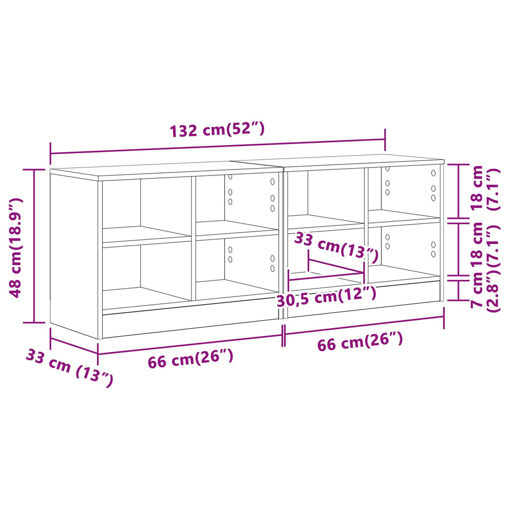 vidaXL Szafka pod łóżko z półką 2 pcs Dąb artisan 66 x 33 x 48 cm