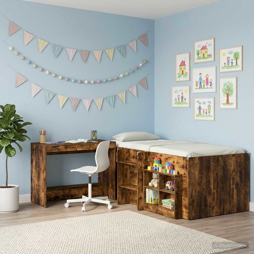 vidaXL Biurko łóżkowe Dąb wędzony Drewno inżynieryjne 100 x 45 x 75 cm