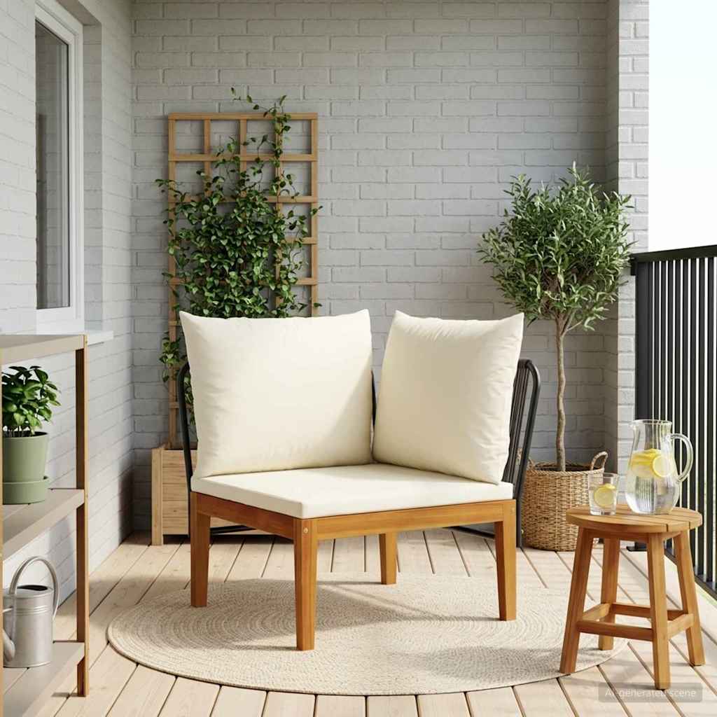 vidaXL Sofa narożna do ogrodu z poduszkami naturalny