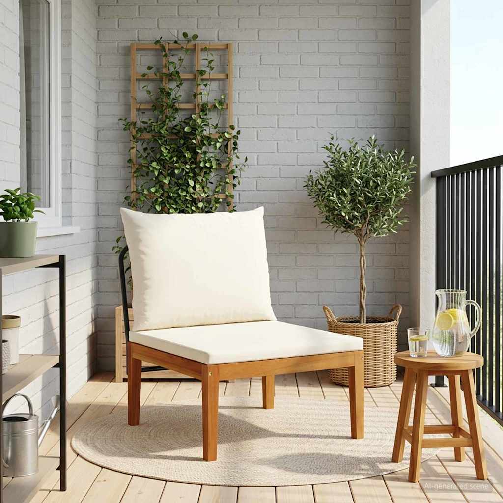 vidaXL Sofa środkowa do ogrodu z poduszkami naturalny