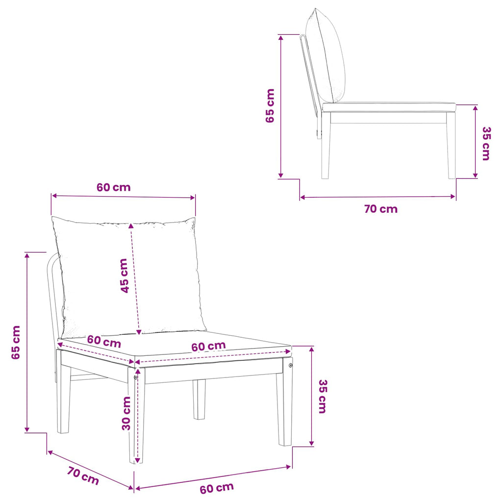 vidaXL Sofa środkowa do ogrodu z poduszkami naturalny