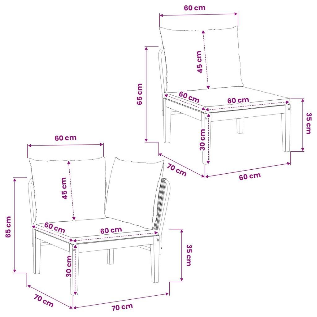 vidaXL 2 pcs Zestaw mebli ogrodowych z poduszkami naturalny