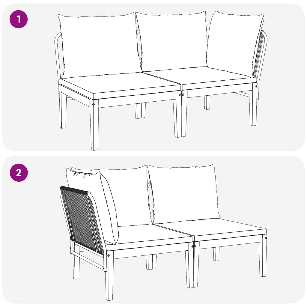 vidaXL 2 pcs Zestaw mebli ogrodowych z poduszkami naturalny