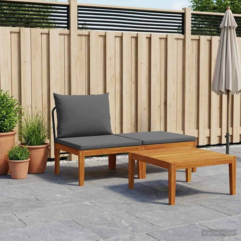 vidaXL 3 pcs Zestaw mebli ogrodowych z poduszkami naturalny
