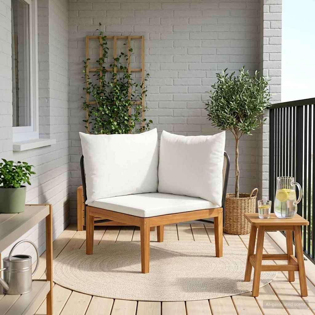vidaXL Sofa narożna do ogrodu z poduszkami naturalny