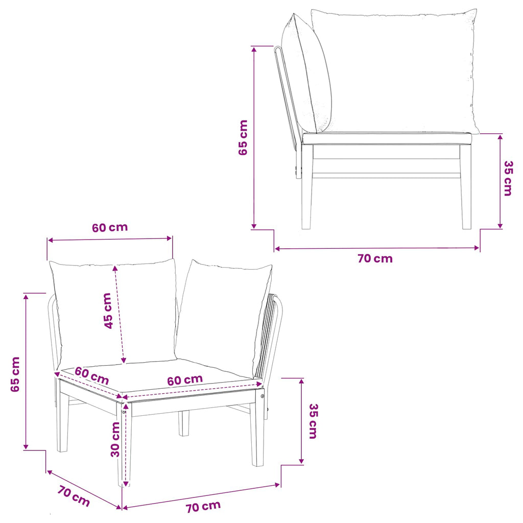 vidaXL Sofa narożna do ogrodu z poduszkami naturalny