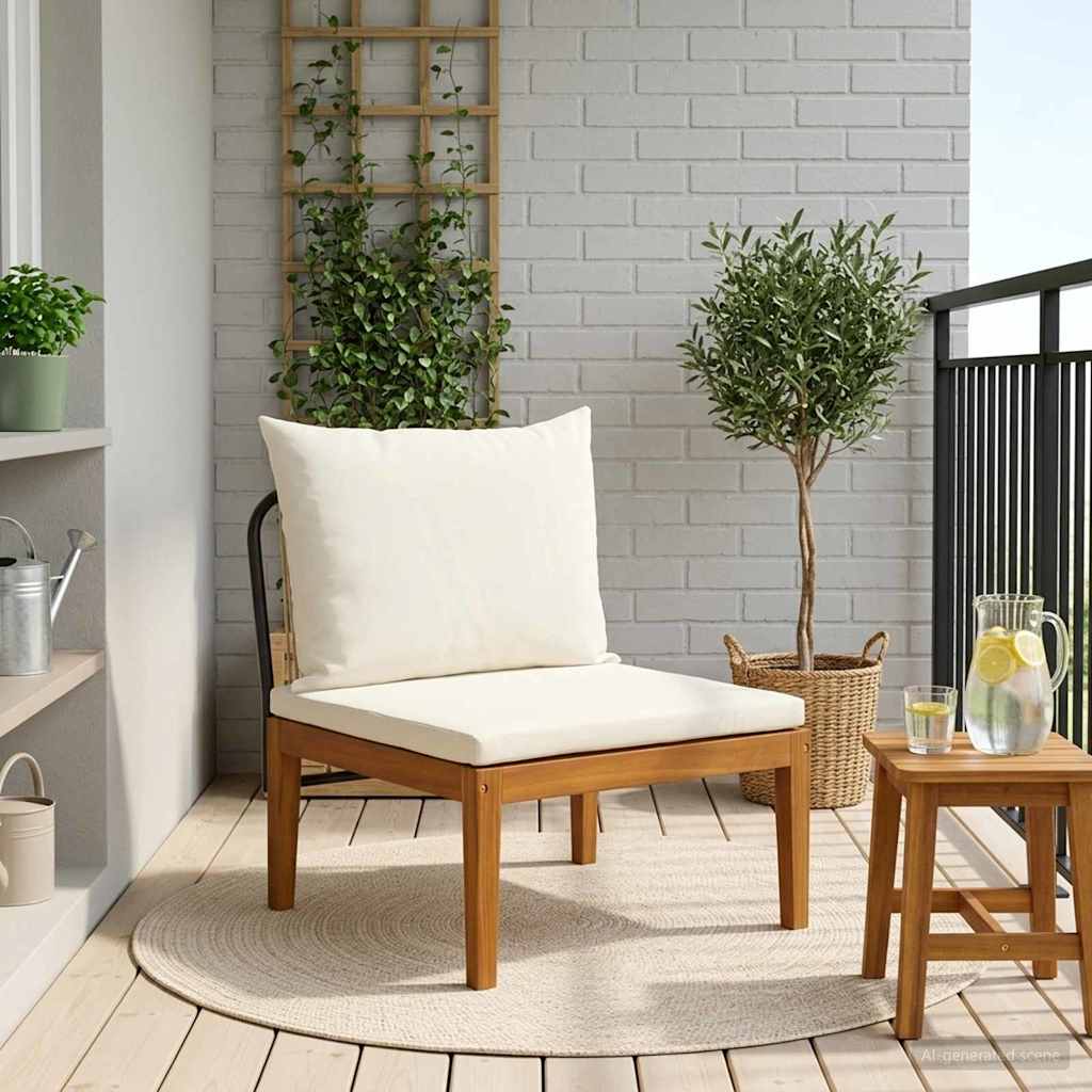 vidaXL Sofa środkowa do ogrodu z poduszkami naturalny