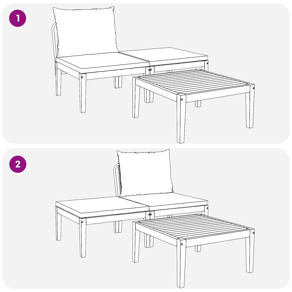 vidaXL 3 pcs Zestaw mebli ogrodowych z poduszkami naturalny