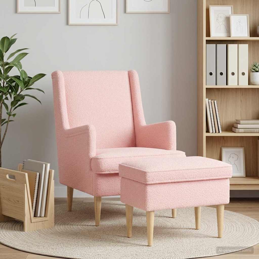 vidaXL Fotel z podnóżkiem 2 szt. różowy Bouclé