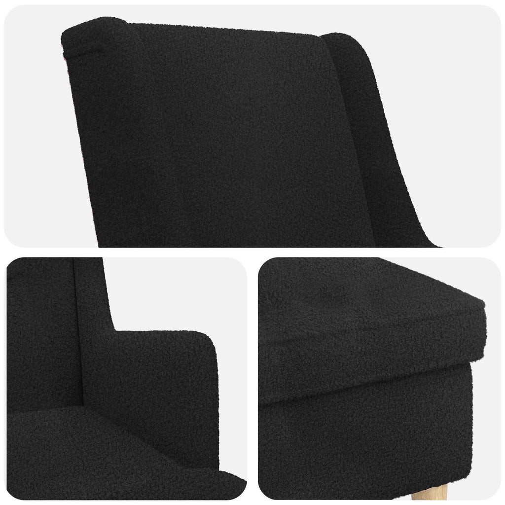 vidaXL Fotel z podnóżkiem 2 szt. Czarny Bouclé