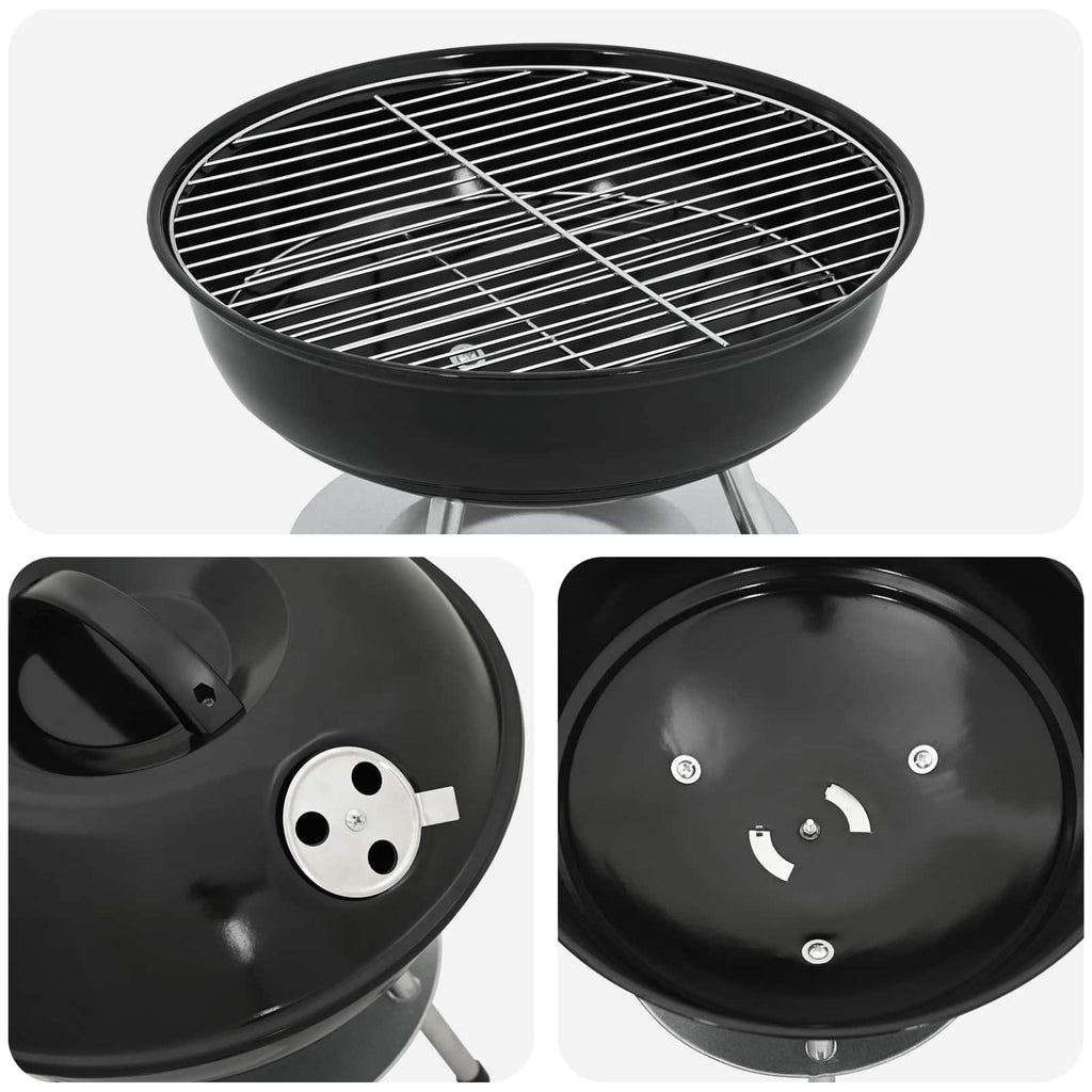 vidaXL Grill węglowy Czarny 36,5 x 36,5 x 40 cm