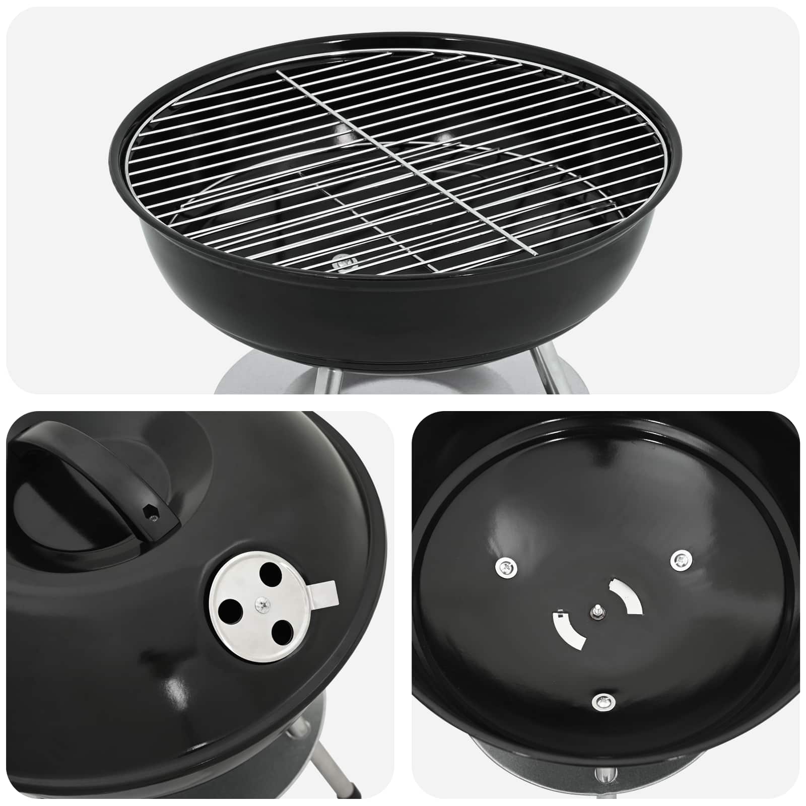 vidaXL Grill węglowy Czarny 36,5 x 36,5 x 40 cm