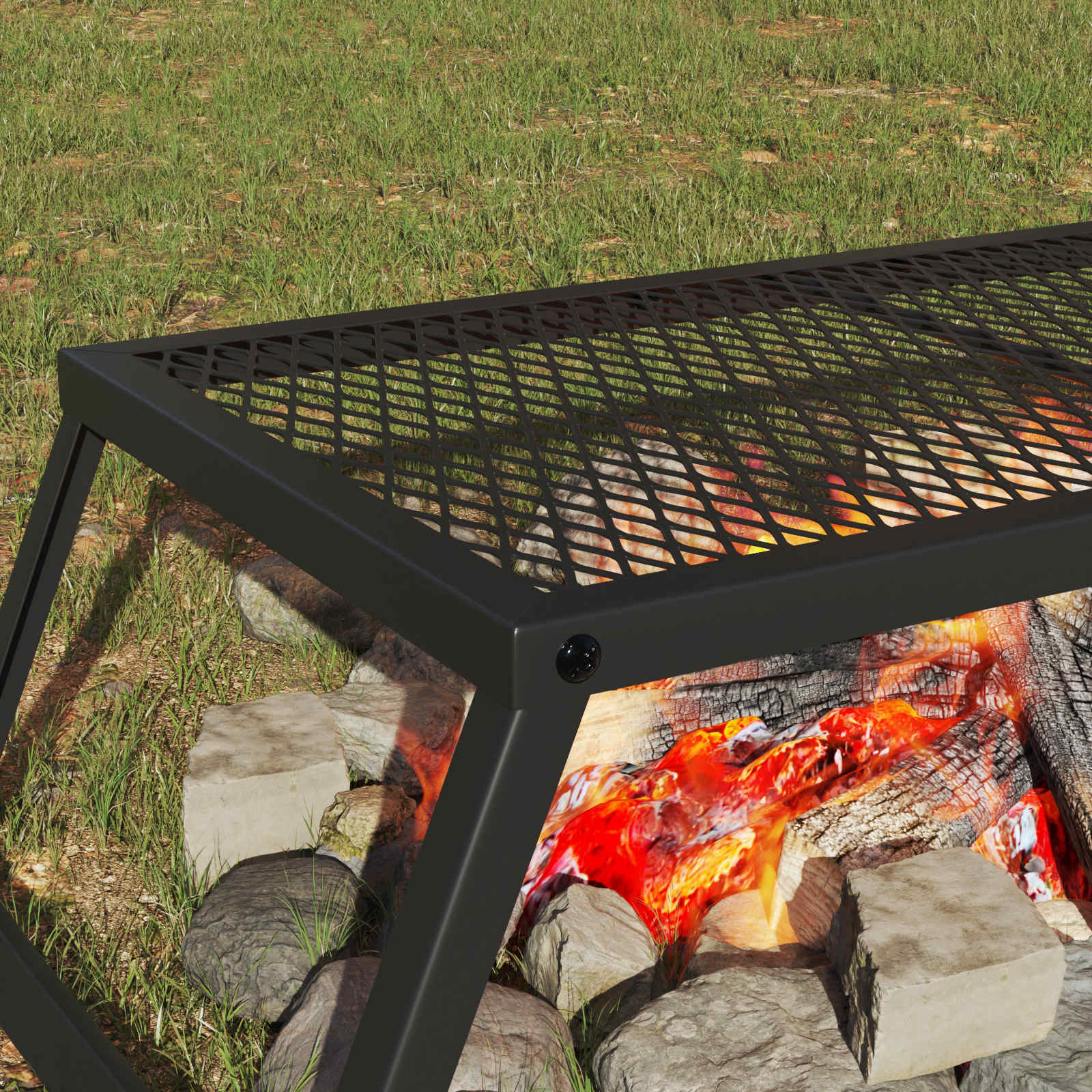 vidaXL Składany Grill Campingowy Czarny 58 x 31 x 2 cm Stal stopowa