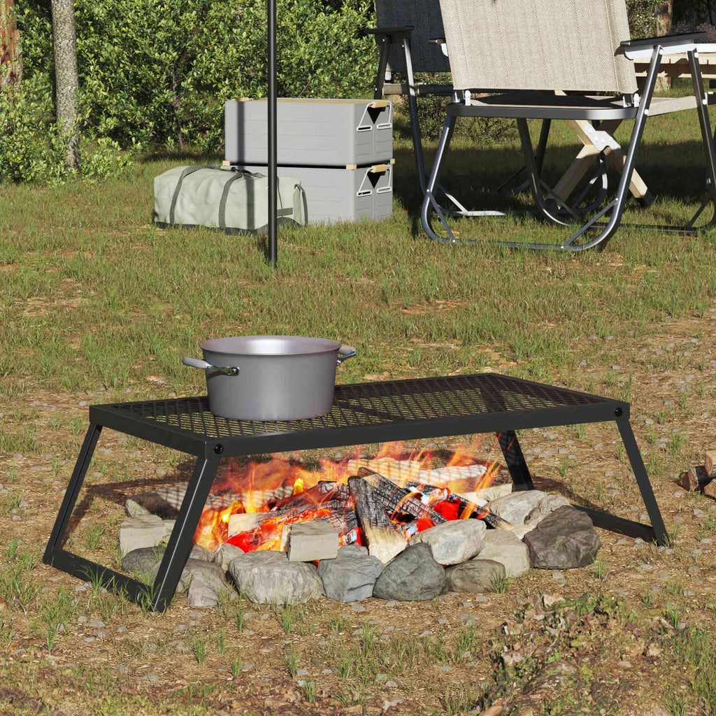 vidaXL Składany Grill Campingowy Czarny 58 x 31 x 2 cm Stal stopowa