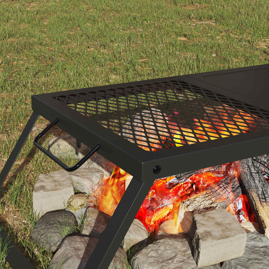 vidaXL Składany Grill Campingowy Czarny 31,5 x 26,5 x 4 cm