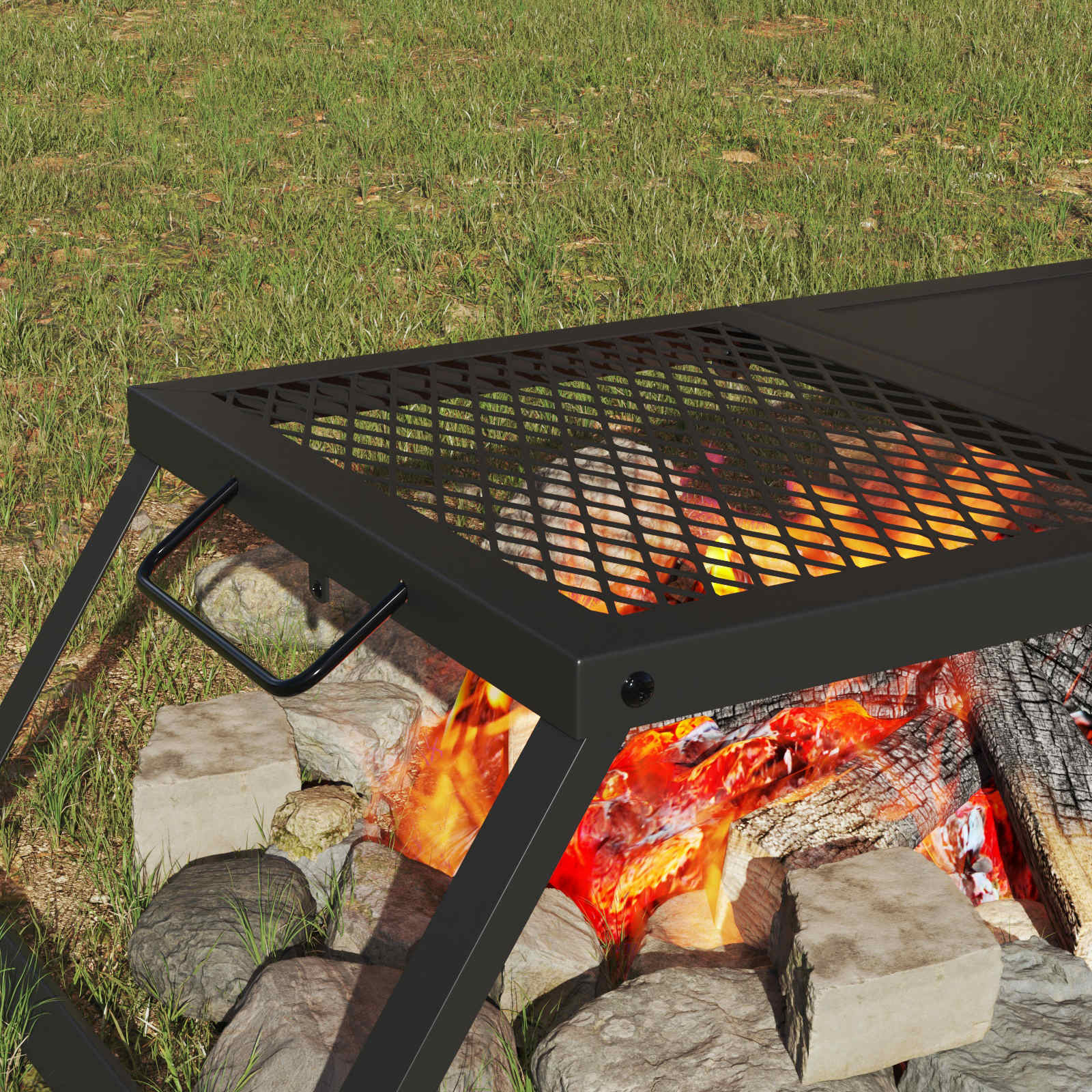 vidaXL Składany Grill Campingowy Czarny 31,5 x 26,5 x 4 cm