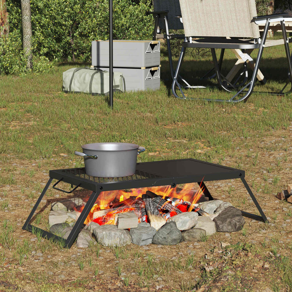 vidaXL Składany Grill Campingowy Czarny 31,5 x 26,5 x 4 cm