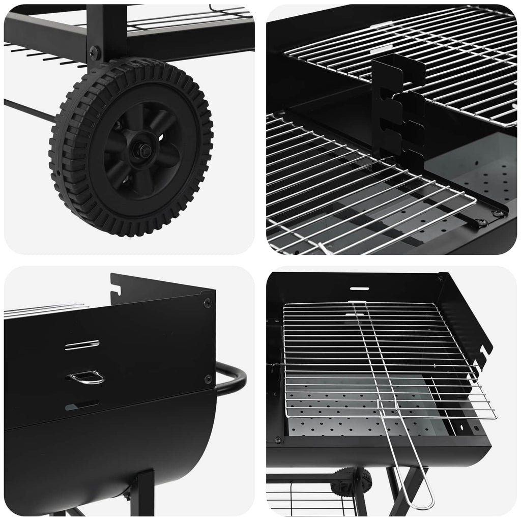 vidaXL Grill węglowy 96,5 x 42,5 x 88,5 cm Czarny