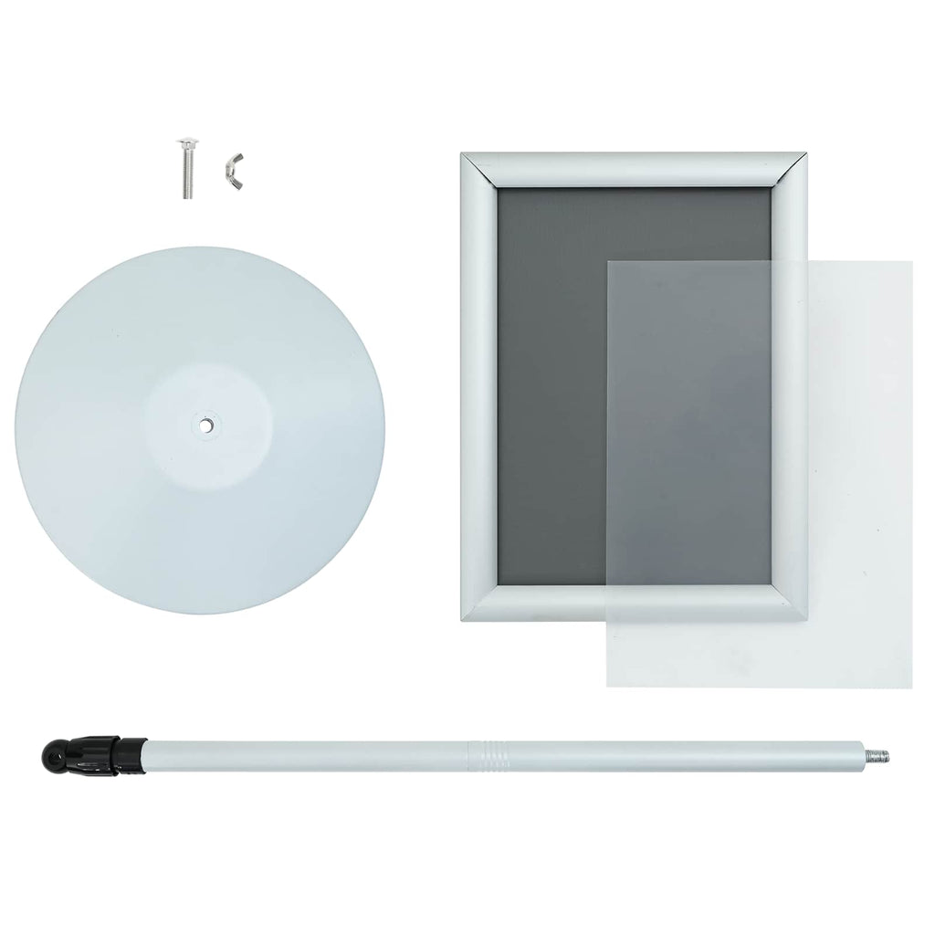 vidaXL Stojak na plakaty Srebrny 33 x 33 x 126 cm PVC i stal