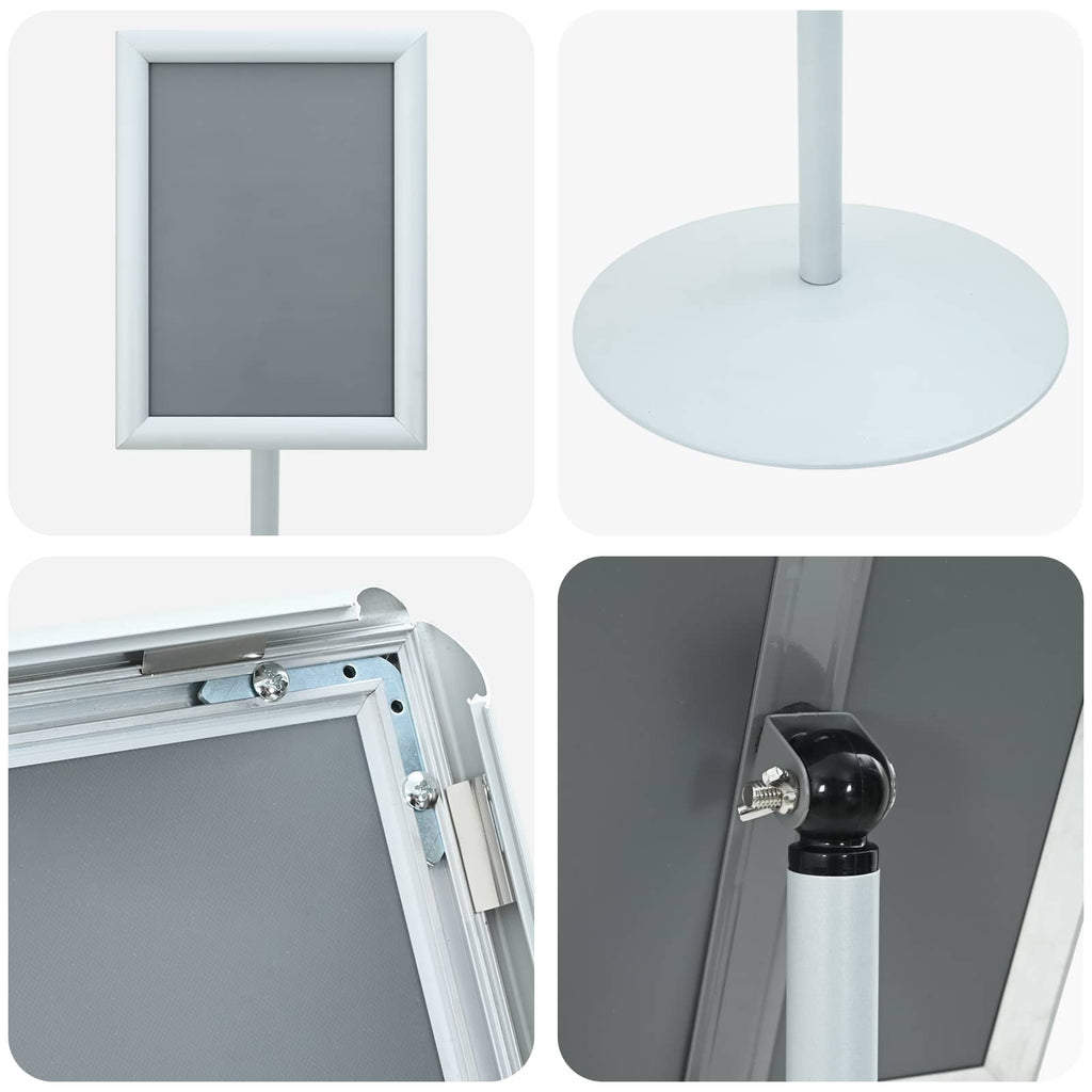 vidaXL Stojak na plakaty Srebrny 33 x 33 x 123 cm PVC i stal