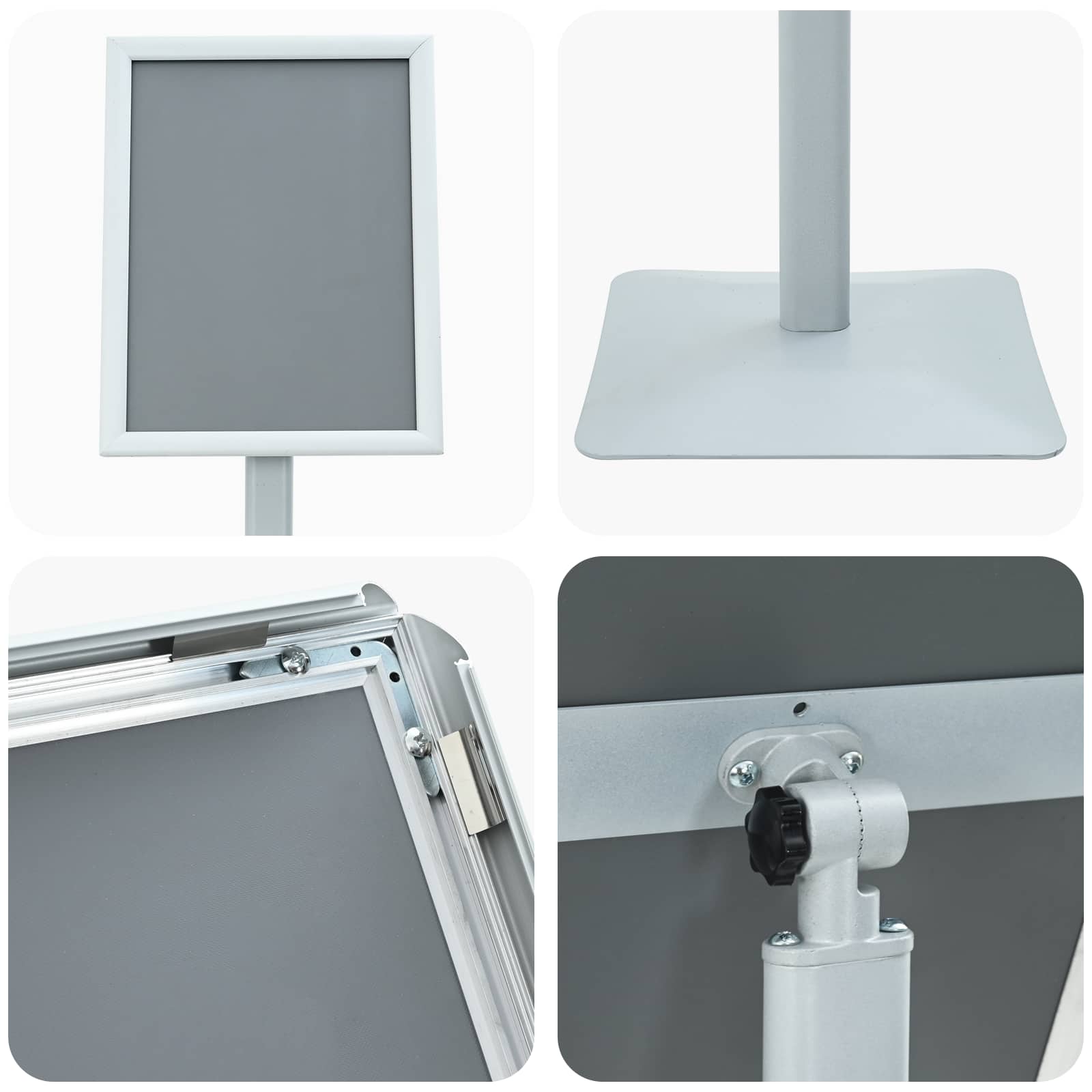 vidaXL Stojak na plakaty Srebrny 32 x 27 x 119 cm Żeliwo