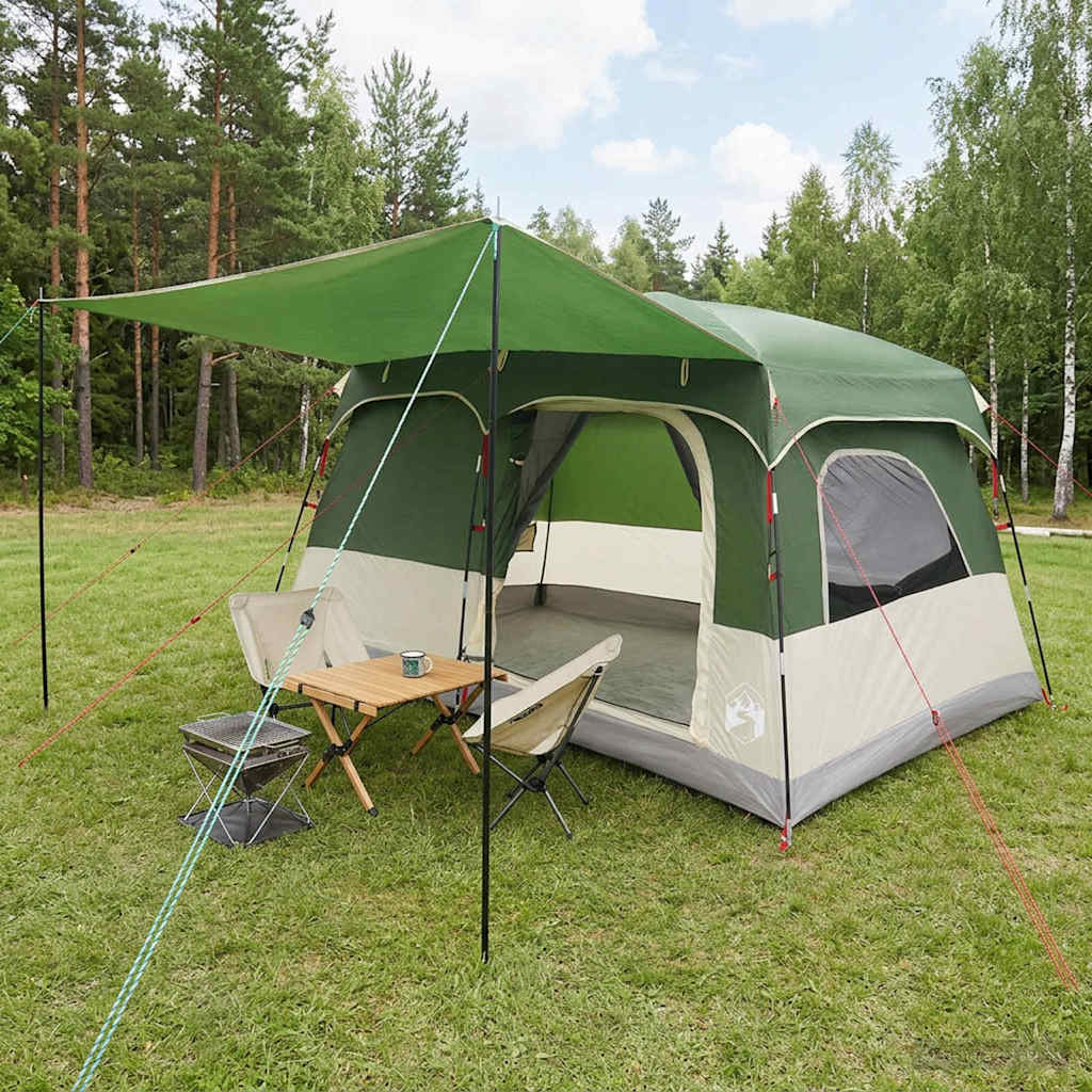 vidaXL Namiot rodzinny z dachem zielony 320 x 210 x 180 cm Poliester