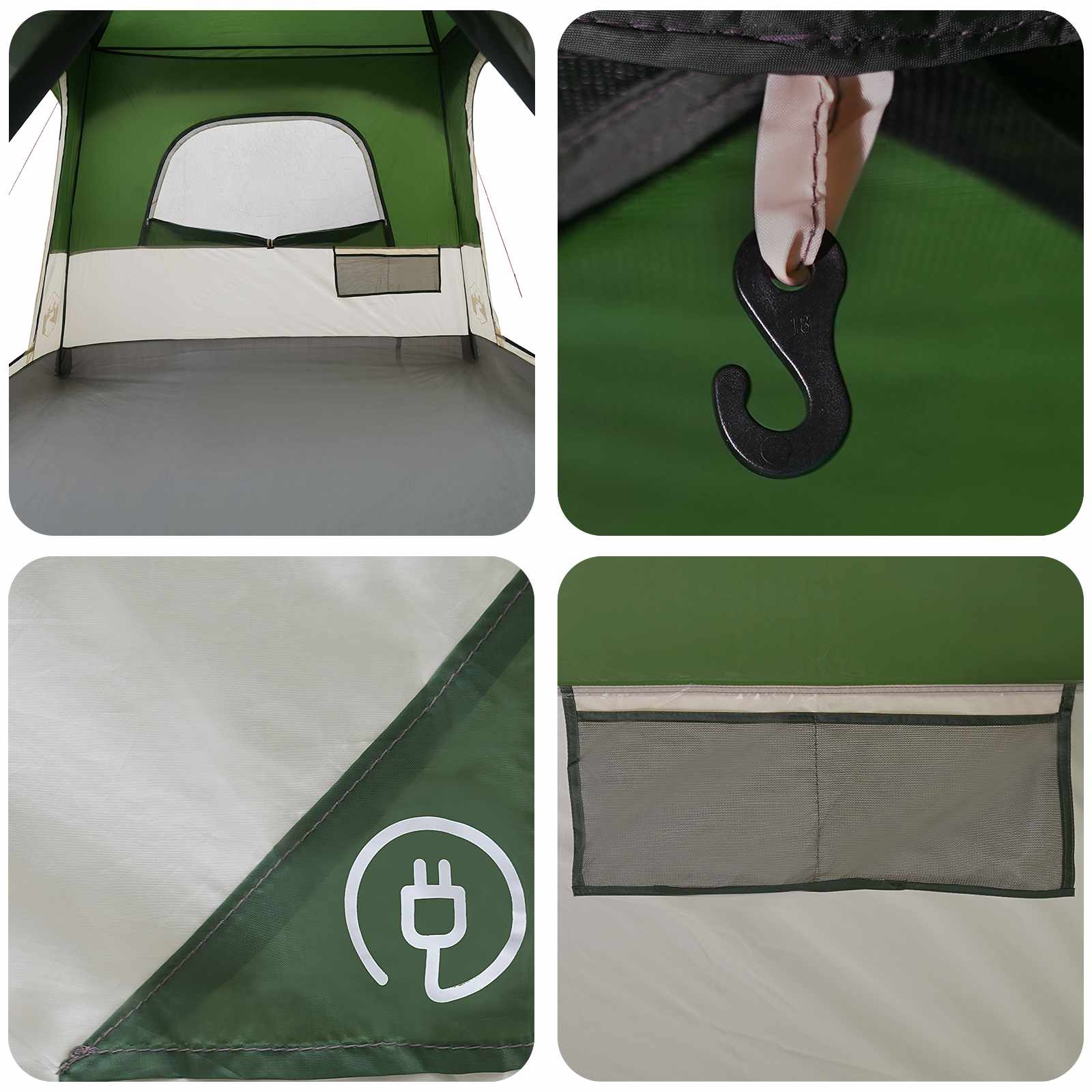 vidaXL Namiot rodzinny z dachem zielony 380 x 260 x 190 cm Poliester