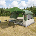 vidaXL Namiot rodzinny z dachem zielony 380 x 260 x 190 cm Poliester