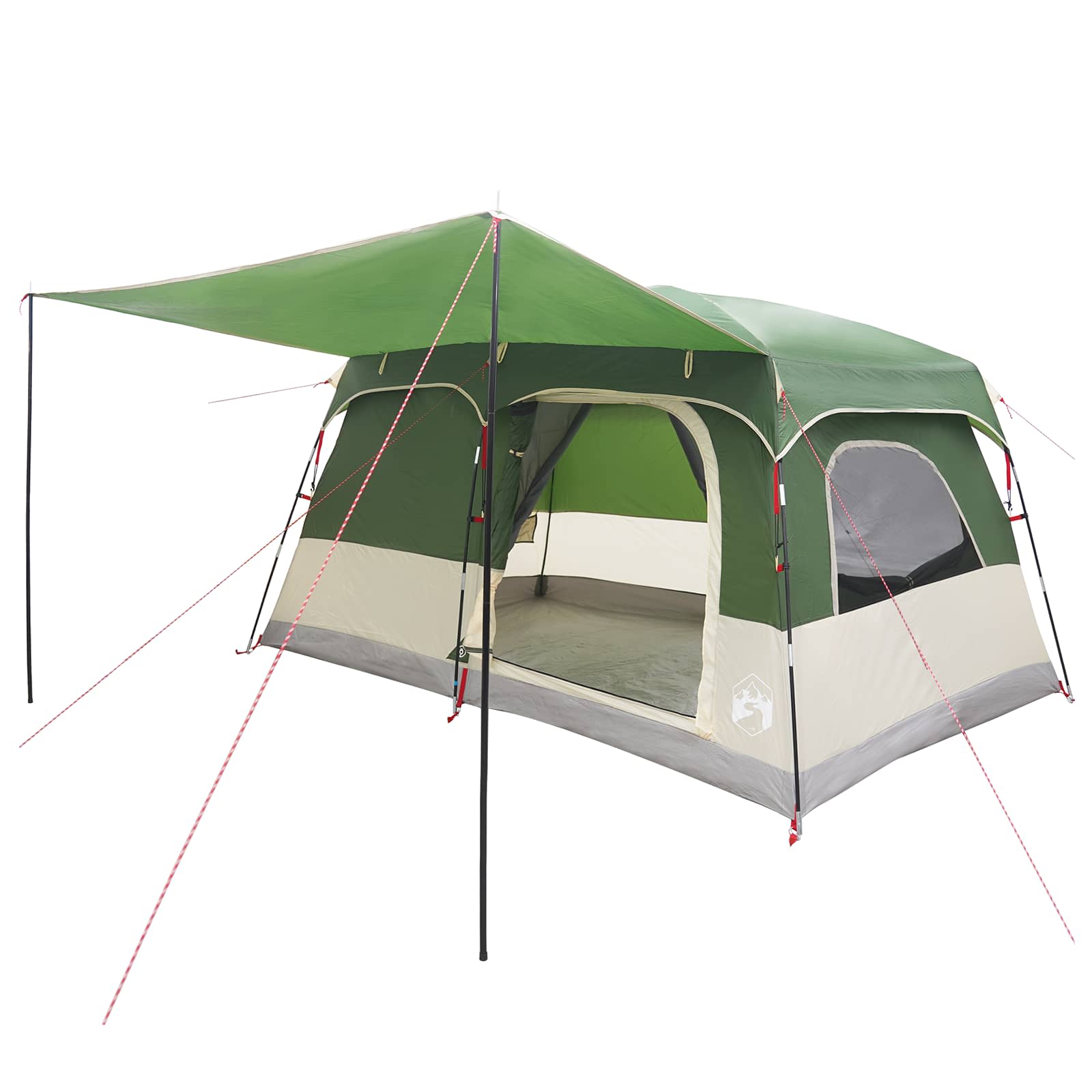 vidaXL Namiot rodzinny z dachem zielony 380 x 260 x 190 cm Poliester
