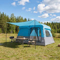 vidaXL Namiot rodzinny z dachem niebieski 380 x 260 x 190 cm Poliester