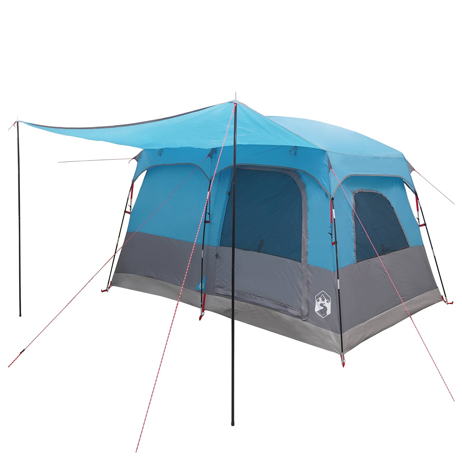 vidaXL Namiot rodzinny z dachem niebieski 380 x 260 x 190 cm Poliester