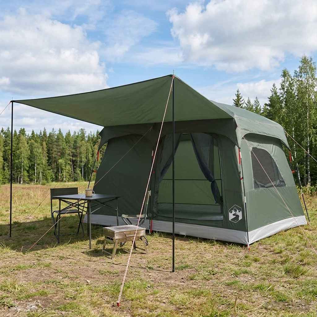 vidaXL Namiot rodzinny Zielony wojskowy 380 x 260 x 190 cm Poliester