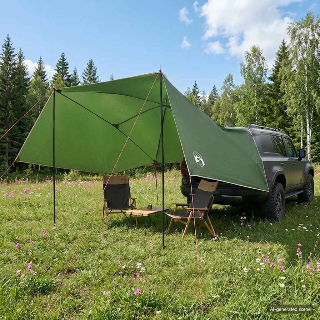 vidaXL Namiot samochodowy zielony 308 x 215 x 220 cm Poliester i Stal