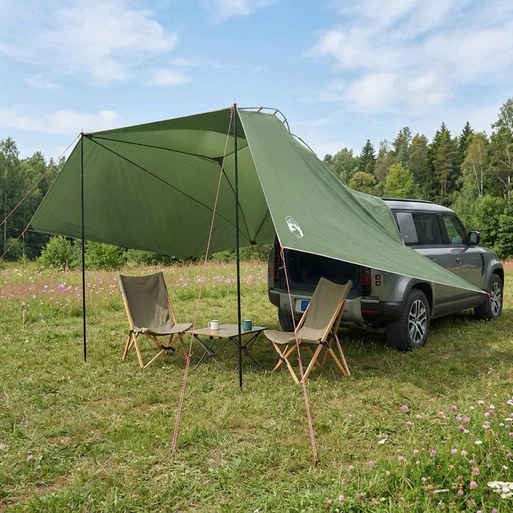 vidaXL Namiot samochodowy zielony 350 x 250 cm Poliester i Stal
