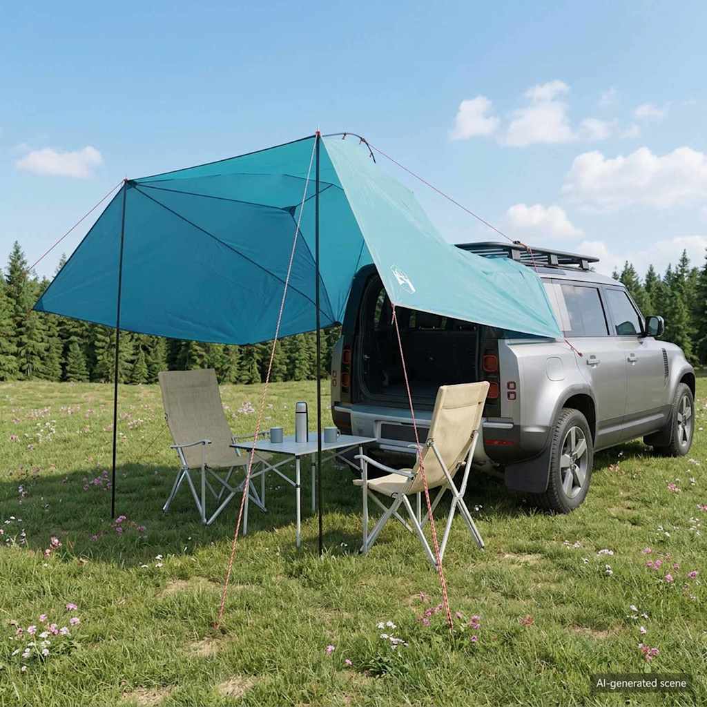vidaXL Namiot samochodowy niebieski 350 x 250 cm Poliester i Stal