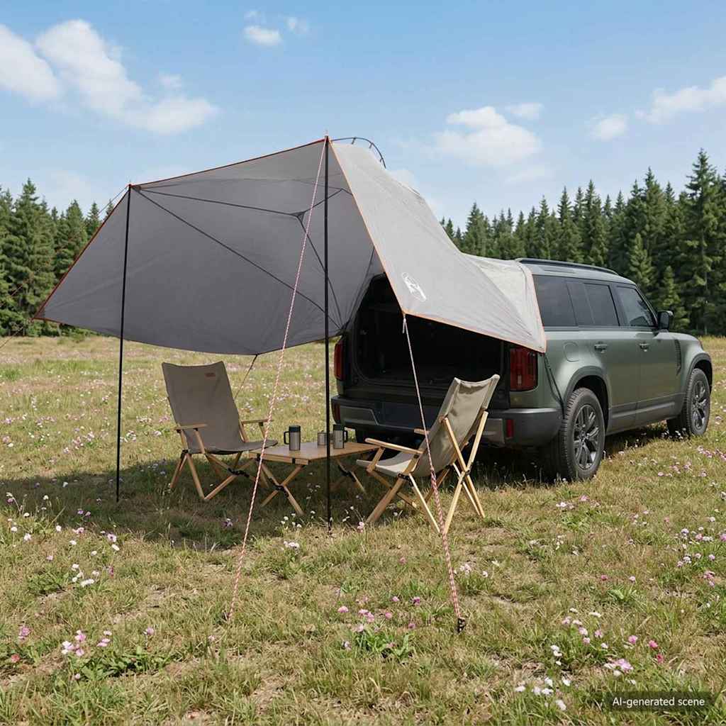 vidaXL Namiot samochodowy z dachem Szary i pomarańczowy 350 x 250 cm