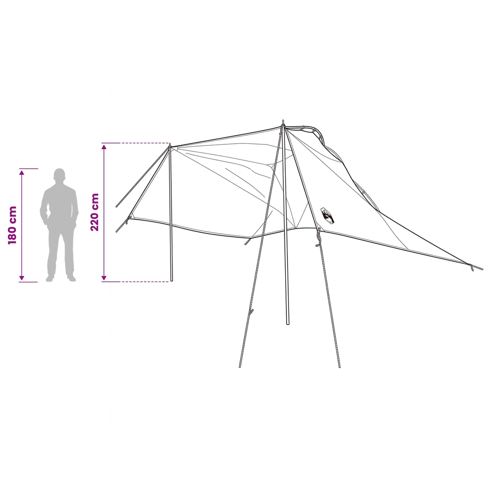 vidaXL Namiot samochodowy z dachem Szary i pomarańczowy 350 x 250 cm