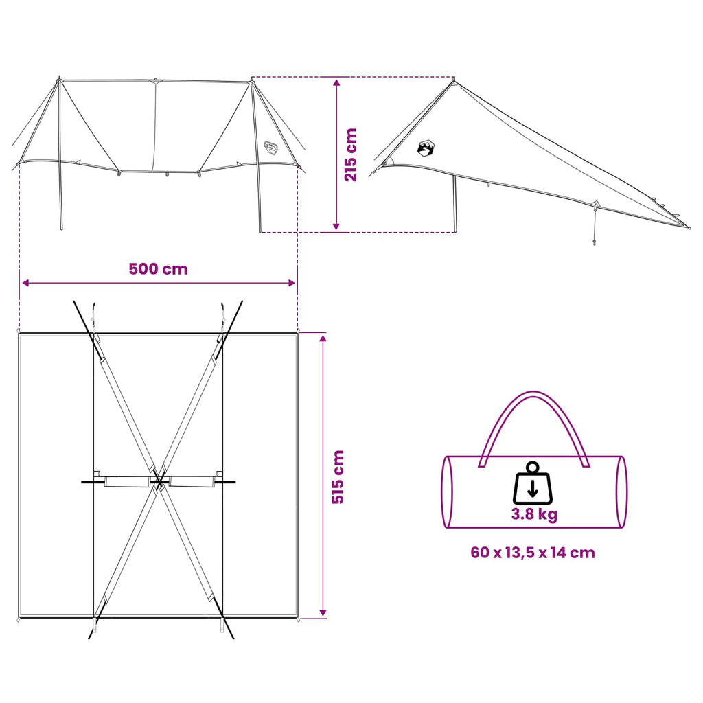 vidaXL Namiot dla pojazdu zielony 518 x 580 x 215 cm Poliester i Stal