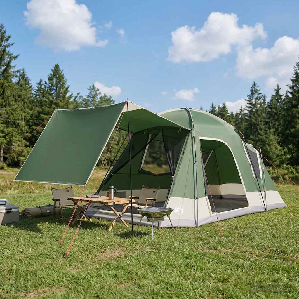 vidaXL Namiot domek z dachem zielony 8-osobowy Poliester i Stal